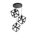 GloboStar® DISE 201-0051 Μοντέρνο Κρεμαστό Φωτιστικό Κύβος Τρίφωτο 3 x E27 IP20 Μαύρο Μέταλλο - Φ40 x Υ90cm - Image 4