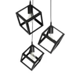 GloboStar® DISE 201-0051 Μοντέρνο Κρεμαστό Φωτιστικό Κύβος Τρίφωτο 3 x E27 IP20 Μαύρο Μέταλλο - Φ40 x Υ90cm - Image 6