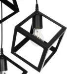 GloboStar® DISE 201-0051 Μοντέρνο Κρεμαστό Φωτιστικό Κύβος Τρίφωτο 3 x E27 IP20 Μαύρο Μέταλλο - Φ40 x Υ90cm - Image 7