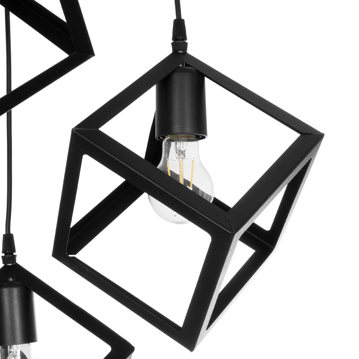 GloboStar® DISE 201-0051 Μοντέρνο Κρεμαστό Φωτιστικό Κύβος Τρίφωτο 3 x E27 IP20 Μαύρο Μέταλλο - Φ40 x Υ90cm - Image 7