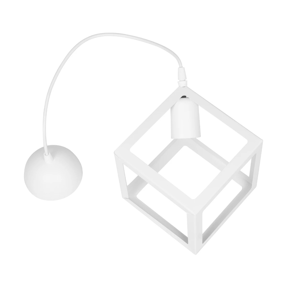 GloboStar® DISE 201-0052 Μοντέρνο Κρεμαστό Φωτιστικό Κύβος Μονόφωτο 1 x E27 IP20 Λευκό Μέταλλο - Μ18 x Π18 x Υ68cm - Image 10