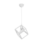 GloboStar® DISE 201-0052 Μοντέρνο Κρεμαστό Φωτιστικό Κύβος Μονόφωτο 1 x E27 IP20 Λευκό Μέταλλο - Μ18 x Π18 x Υ68cm - Image 3