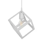 GloboStar® DISE 201-0052 Μοντέρνο Κρεμαστό Φωτιστικό Κύβος Μονόφωτο 1 x E27 IP20 Λευκό Μέταλλο - Μ18 x Π18 x Υ68cm - Image 4