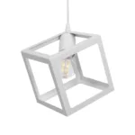GloboStar® DISE 201-0052 Μοντέρνο Κρεμαστό Φωτιστικό Κύβος Μονόφωτο 1 x E27 IP20 Λευκό Μέταλλο - Μ18 x Π18 x Υ68cm - Image 5