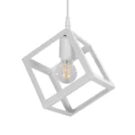 GloboStar® DISE 201-0052 Μοντέρνο Κρεμαστό Φωτιστικό Κύβος Μονόφωτο 1 x E27 IP20 Λευκό Μέταλλο - Μ18 x Π18 x Υ68cm - Image 6