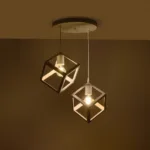 GloboStar® DISE 201-0053 Μοντέρνο Κρεμαστό Φωτιστικό Κύβος Δίφωτο 2 x E27 IP20 Λευκό Μέταλλο - Μ30 x Π30 x Υ70cm - Image 2