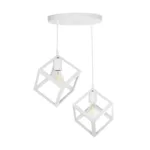 GloboStar® DISE 201-0053 Μοντέρνο Κρεμαστό Φωτιστικό Κύβος Δίφωτο 2 x E27 IP20 Λευκό Μέταλλο - Μ30 x Π30 x Υ70cm - Image 3
