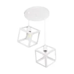 GloboStar® DISE 201-0053 Μοντέρνο Κρεμαστό Φωτιστικό Κύβος Δίφωτο 2 x E27 IP20 Λευκό Μέταλλο - Μ30 x Π30 x Υ70cm - Image 4
