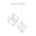 GloboStar® DISE 201-0053 Μοντέρνο Κρεμαστό Φωτιστικό Κύβος Δίφωτο 2 x E27 IP20 Λευκό Μέταλλο - Μ30 x Π30 x Υ70cm - Image 5