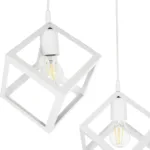 GloboStar® DISE 201-0053 Μοντέρνο Κρεμαστό Φωτιστικό Κύβος Δίφωτο 2 x E27 IP20 Λευκό Μέταλλο - Μ30 x Π30 x Υ70cm - Image 6