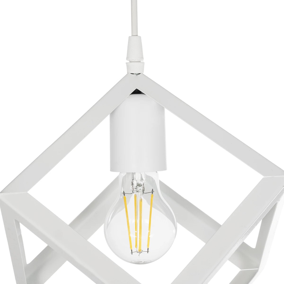 GloboStar® DISE 201-0053 Μοντέρνο Κρεμαστό Φωτιστικό Κύβος Δίφωτο 2 x E27 IP20 Λευκό Μέταλλο - Μ30 x Π30 x Υ70cm - Image 7