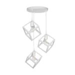 GloboStar® DISE 201-0054 Μοντέρνο Κρεμαστό Φωτιστικό Κύβος Τρίφωτο 3 x E27 IP20 Λευκό Μέταλλο - Μ30 x Π30 x Υ70cm - Image 3