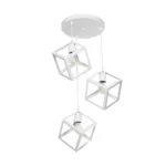 GloboStar® DISE 201-0054 Μοντέρνο Κρεμαστό Φωτιστικό Κύβος Τρίφωτο 3 x E27 IP20 Λευκό Μέταλλο - Μ30 x Π30 x Υ70cm - Image 4