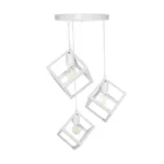 GloboStar® DISE 201-0054 Μοντέρνο Κρεμαστό Φωτιστικό Κύβος Τρίφωτο 3 x E27 IP20 Λευκό Μέταλλο - Μ30 x Π30 x Υ70cm - Image 5