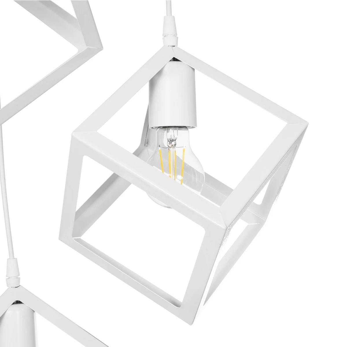 GloboStar® DISE 201-0054 Μοντέρνο Κρεμαστό Φωτιστικό Κύβος Τρίφωτο 3 x E27 IP20 Λευκό Μέταλλο - Μ30 x Π30 x Υ70cm - Image 7