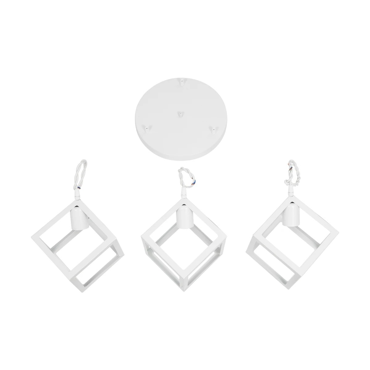 GloboStar® DISE 201-0054 Μοντέρνο Κρεμαστό Φωτιστικό Κύβος Τρίφωτο 3 x E27 IP20 Λευκό Μέταλλο - Μ30 x Π30 x Υ70cm - Image 9