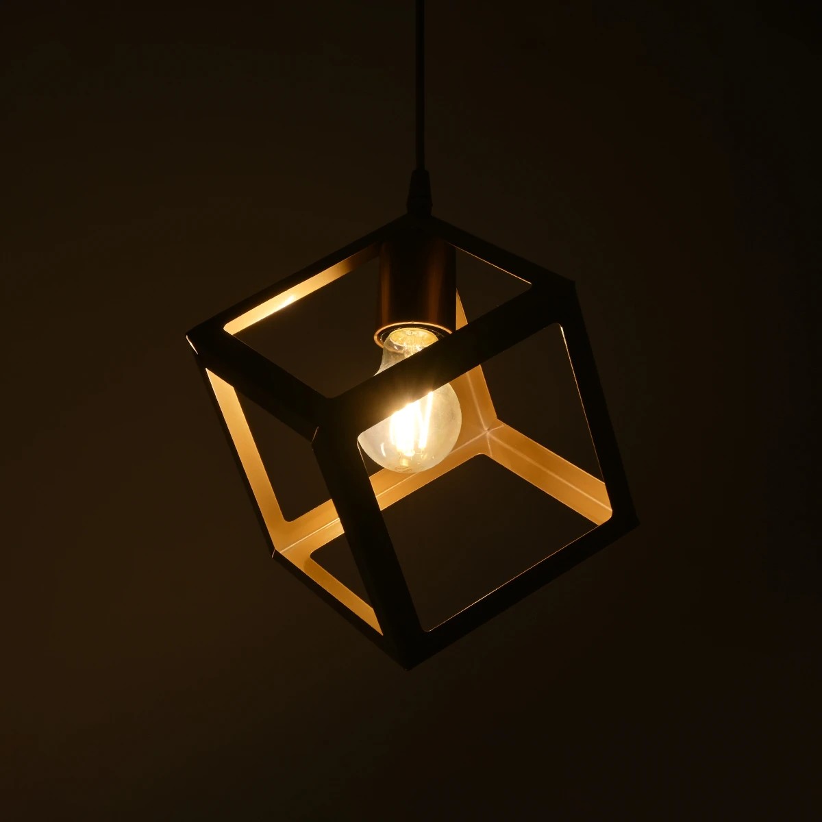 GloboStar® DISE 201-0055 Μοντέρνο Κρεμαστό Φωτιστικό Κύβος Μονόφωτο 1 x E27 IP20 Λευκό Μέταλλο - Μ18 x Π18 x Υ68cm - Image 2