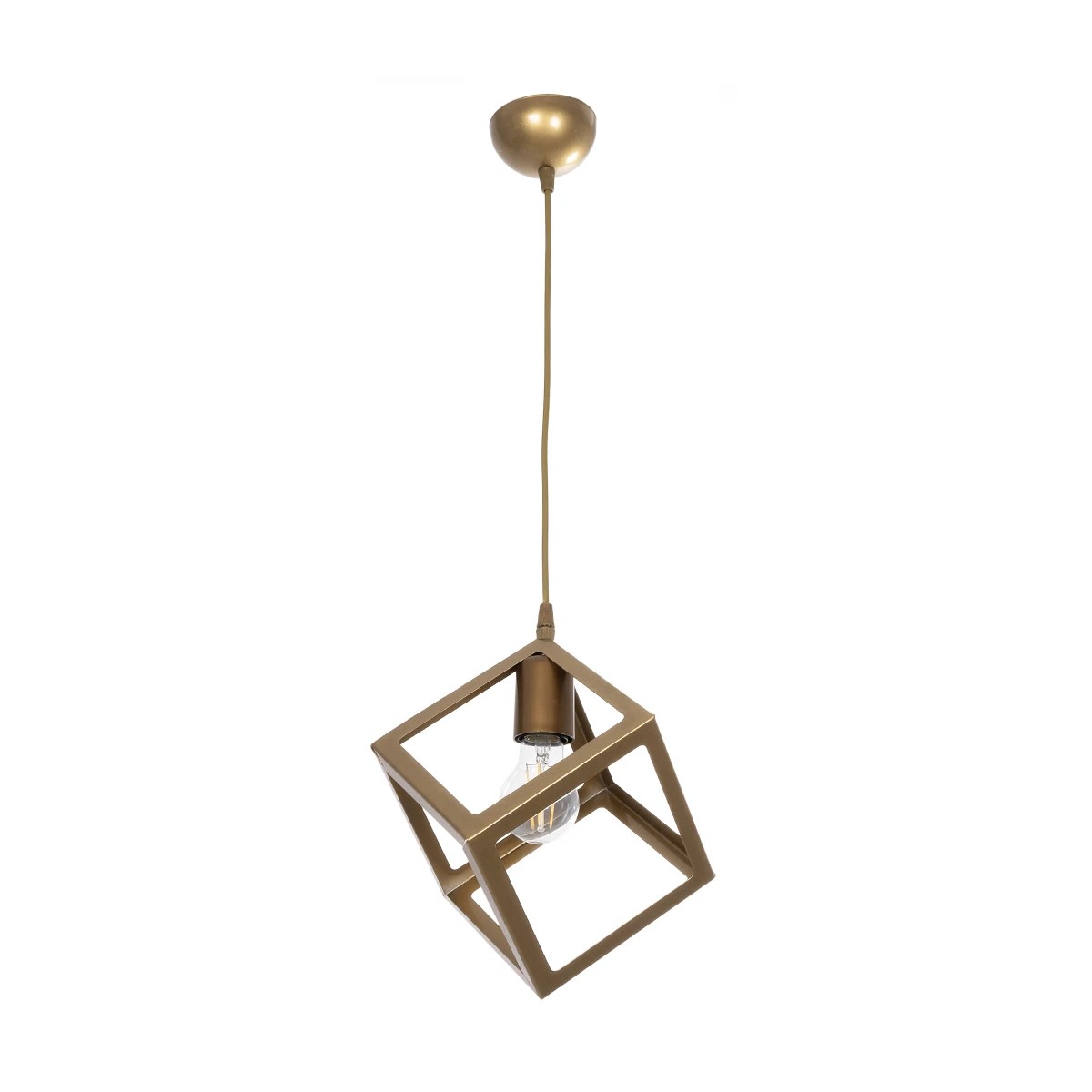 GloboStar® DISE 201-0055 Μοντέρνο Κρεμαστό Φωτιστικό Κύβος Μονόφωτο 1 x E27 IP20 Λευκό Μέταλλο - Μ18 x Π18 x Υ68cm - Image 3