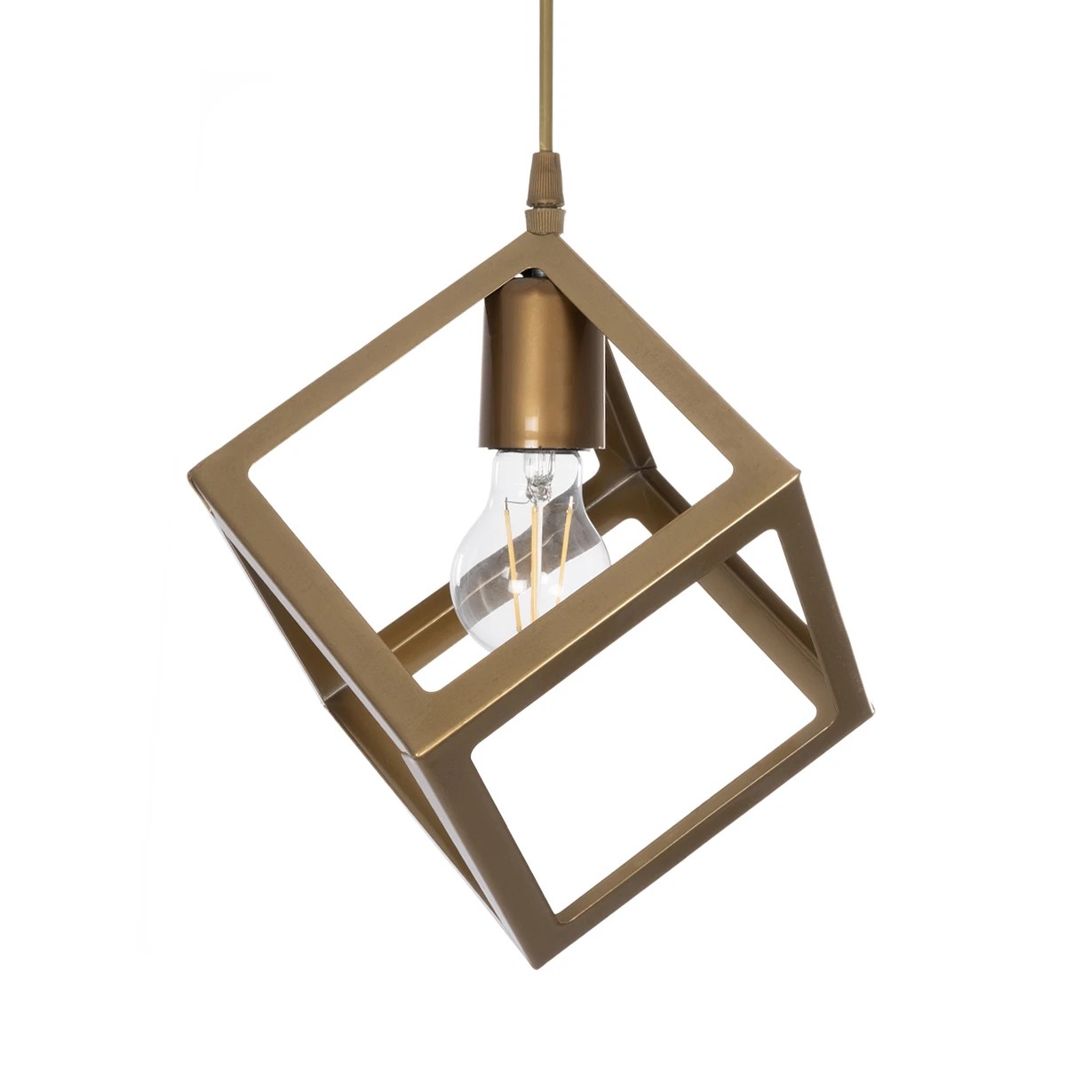 GloboStar® DISE 201-0055 Μοντέρνο Κρεμαστό Φωτιστικό Κύβος Μονόφωτο 1 x E27 IP20 Λευκό Μέταλλο - Μ18 x Π18 x Υ68cm - Image 4