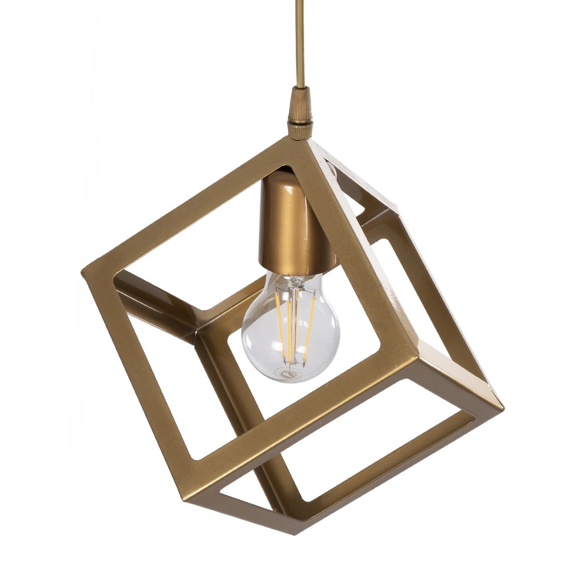 GloboStar® DISE 201-0055 Μοντέρνο Κρεμαστό Φωτιστικό Κύβος Μονόφωτο 1 x E27 IP20 Λευκό Μέταλλο - Μ18 x Π18 x Υ68cm - Image 6