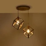 GloboStar® DISE 201-0056 Μοντέρνο Κρεμαστό Φωτιστικό Κύβος Δίφωτο 2 x E27 IP20 Λευκό Μέταλλο - Μ20 x Π20 x Υ70cm - Image 2