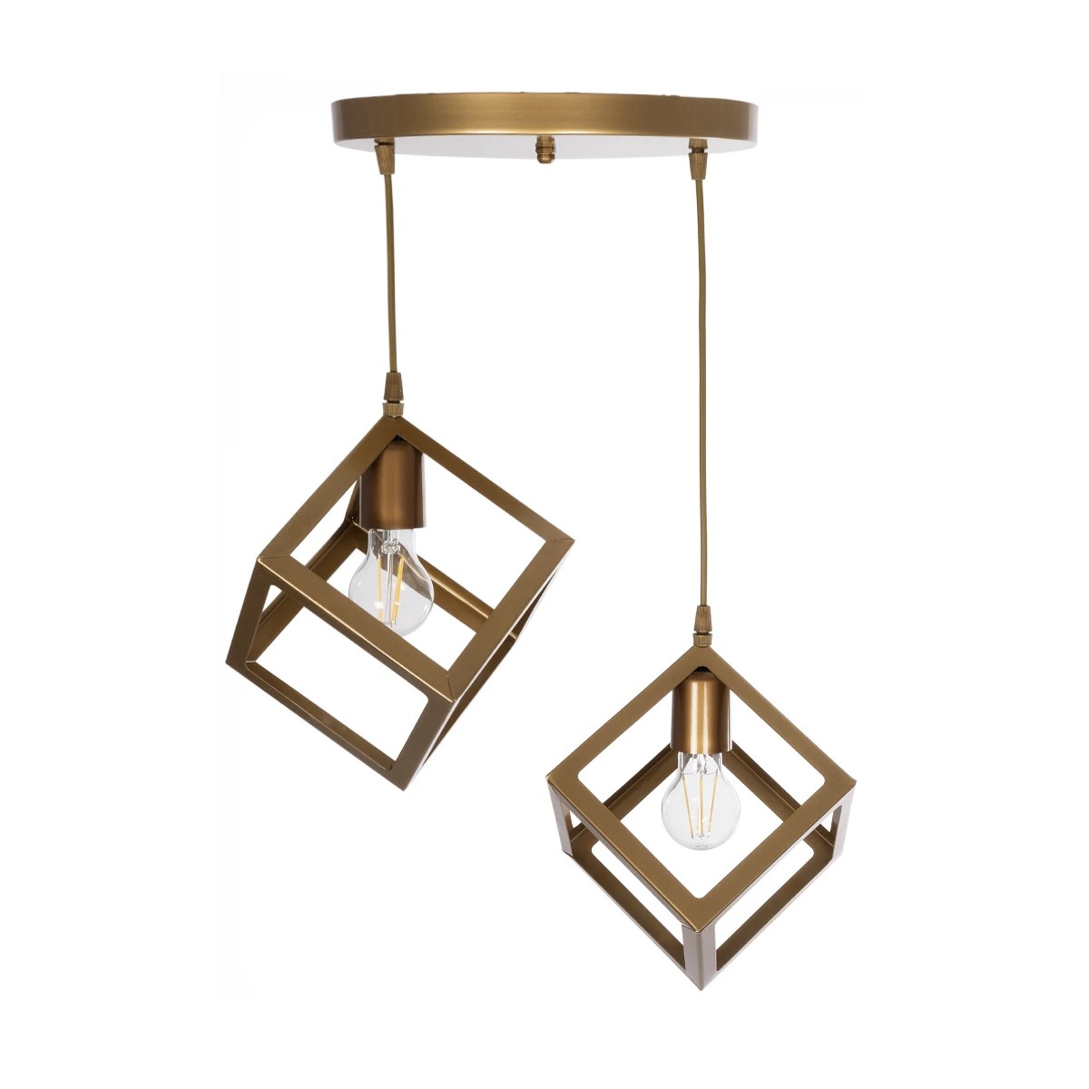 GloboStar® DISE 201-0056 Μοντέρνο Κρεμαστό Φωτιστικό Κύβος Δίφωτο 2 x E27 IP20 Λευκό Μέταλλο - Μ20 x Π20 x Υ70cm - Image 5