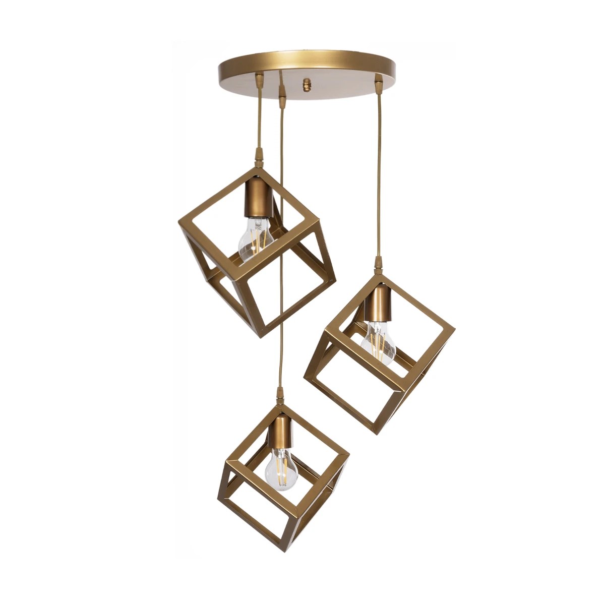 GloboStar® DISE 201-0057 Μοντέρνο Κρεμαστό Φωτιστικό Κύβος Τρίφωτο 3 x E27 IP20 Λευκό Μέταλλο - Μ30 x Π30 x Υ70cm - Image 3