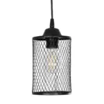GloboStar® NOVAON 201-0058 Μοντέρνο Κρεμαστό Φωτιστικό Πλέγμα Μονόφωτο 1 x E27 IP20 Μαύρο Μέταλλο - Μ12 x Π12 x Υ70cm - Image 4