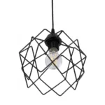 GloboStar® SOLON 201-0059 Μοντέρνο Κρεμαστό Φωτιστικό Πλέγμα Μονόφωτο 1 x E27 IP20 Μαύρο Μέταλλο - Μ22 x Π22 x Υ70cm - Image 5