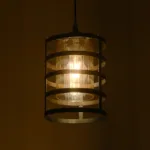 GloboStar® SOLON 201-0060 Μοντέρνο Κρεμαστό Φωτιστικό Πλέγμα Μονόφωτο 1 x E27 IP20 Μπρονζέ με Μαύρο Μέταλλο - Μ20 x Π20 x Υ70cm - Image 2