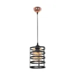 GloboStar® SOLON 201-0060 Μοντέρνο Κρεμαστό Φωτιστικό Πλέγμα Μονόφωτο 1 x E27 IP20 Μπρονζέ με Μαύρο Μέταλλο - Μ20 x Π20 x Υ70cm - Image 3