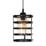 GloboStar® SOLON 201-0060 Μοντέρνο Κρεμαστό Φωτιστικό Πλέγμα Μονόφωτο 1 x E27 IP20 Μπρονζέ με Μαύρο Μέταλλο - Μ20 x Π20 x Υ70cm - Image 4