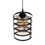 GloboStar® SOLON 201-0060 Μοντέρνο Κρεμαστό Φωτιστικό Πλέγμα Μονόφωτο 1 x E27 IP20 Μπρονζέ με Μαύρο Μέταλλο - Μ20 x Π20 x Υ70cm - Image 6