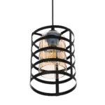 GloboStar® SOLON 201-0060 Μοντέρνο Κρεμαστό Φωτιστικό Πλέγμα Μονόφωτο 1 x E27 IP20 Μπρονζέ με Μαύρο Μέταλλο - Μ20 x Π20 x Υ70cm - Image 5