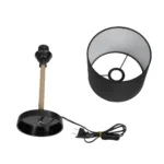 GloboStar® BRONX 201-0062 Μοντέρνο Επιτραπέζιο Φωτιστικό Μονόφωτο 1 x E27 IP20 Μαύρο Ύφασμα, Μπεζ Σχοινί με Μαύρο Μέταλλο - Μ24 x Π24 x Υ37cm - Image 10