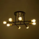 GloboStar® BLAZEA 201-0064 Vintage Οροφής Πλέγμα Πολύφωτο 8 x E27 IP20 Μπρονζέ με Μαύρο Μέταλλο - Μ40 x Π40 x Υ25cm - Image 2