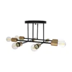 GloboStar® BLAZEA 201-0064 Vintage Οροφής Πλέγμα Πολύφωτο 8 x E27 IP20 Μπρονζέ με Μαύρο Μέταλλο - Μ40 x Π40 x Υ25cm - Image 3