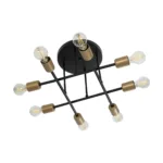 GloboStar® BLAZEA 201-0064 Vintage Οροφής Πλέγμα Πολύφωτο 8 x E27 IP20 Μπρονζέ με Μαύρο Μέταλλο - Μ40 x Π40 x Υ25cm - Image 4