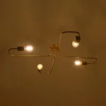 GloboStar® MOORNA 201-0065 Vintage Οροφής Πλέγμα Πολύφωτο 4 x E27 IP20 Χρυσό Μέταλλο - Μ50 x Π50 x Υ15cm - Image 2