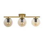 GloboStar® RADIAM 201-0066 Vintage Φωτιστικό Οροφής Ράγα Τρίφωτο 3 x E27 IP20 Χρυσό Μέταλλο με Διαφανή Μπάλα - Μ60 x Π20 x Υ25cm - Image 3
