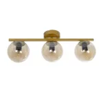 GloboStar® RADIAM 201-0066 Vintage Φωτιστικό Οροφής Ράγα Τρίφωτο 3 x E27 IP20 Χρυσό Μέταλλο με Διαφανή Μπάλα - Μ60 x Π20 x Υ25cm - Image 4