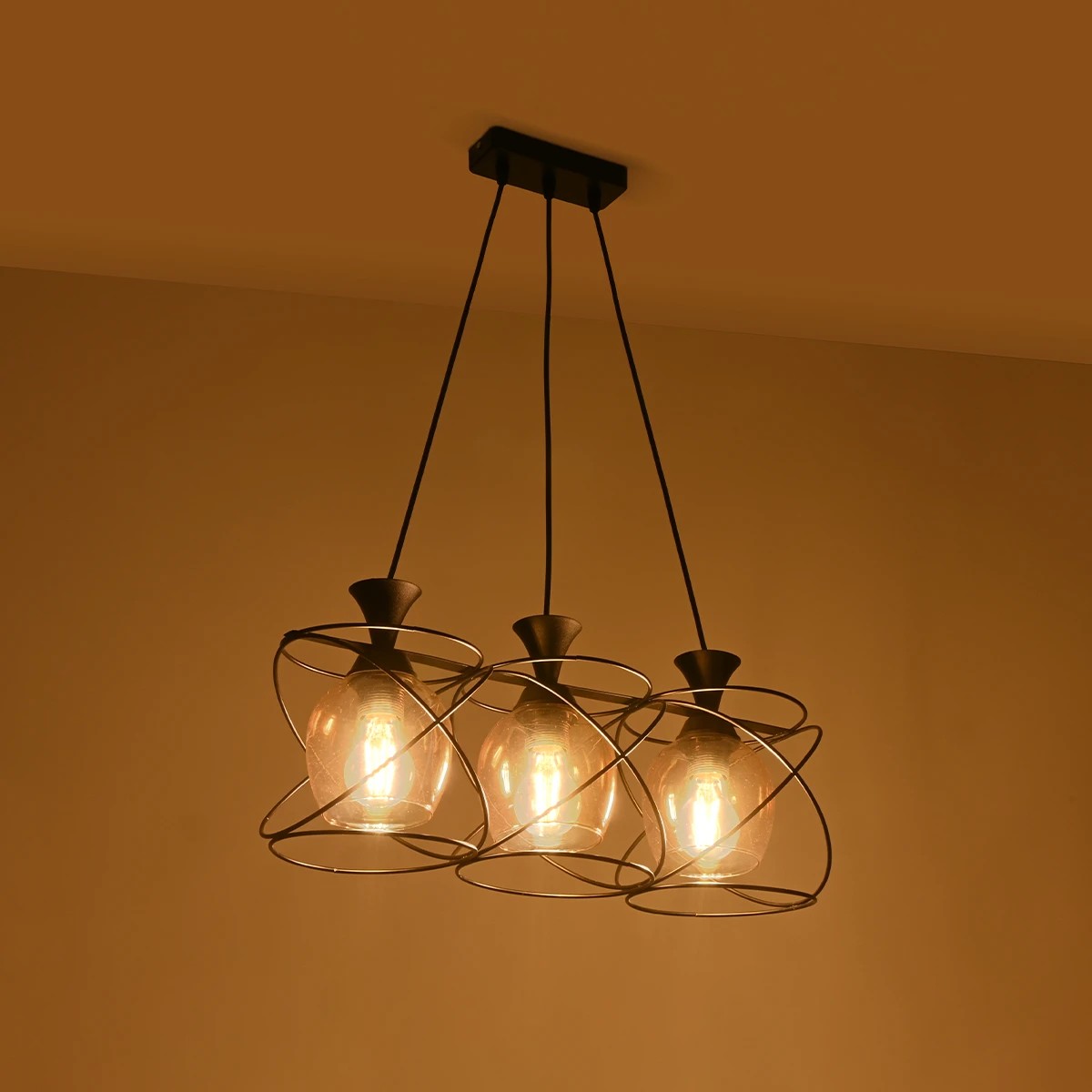 GloboStar® GLINDER 201-0067 Vintage Κρεμαστό Φωτιστικό Ράγα Τρίφωτο 3 x E27 IP20 Μαύρο Μέταλλο - Μ50 x Π15 x Υ68cm - Image 2