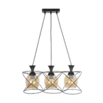 GloboStar® GLINDER 201-0067 Vintage Κρεμαστό Φωτιστικό Ράγα Τρίφωτο 3 x E27 IP20 Μαύρο Μέταλλο - Μ50 x Π15 x Υ68cm - Image 3