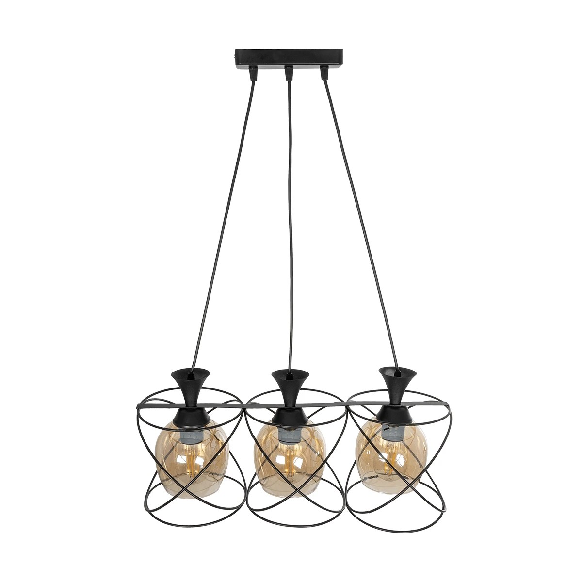 GloboStar® GLINDER 201-0067 Vintage Κρεμαστό Φωτιστικό Ράγα Τρίφωτο 3 x E27 IP20 Μαύρο Μέταλλο - Μ50 x Π15 x Υ68cm - Image 5