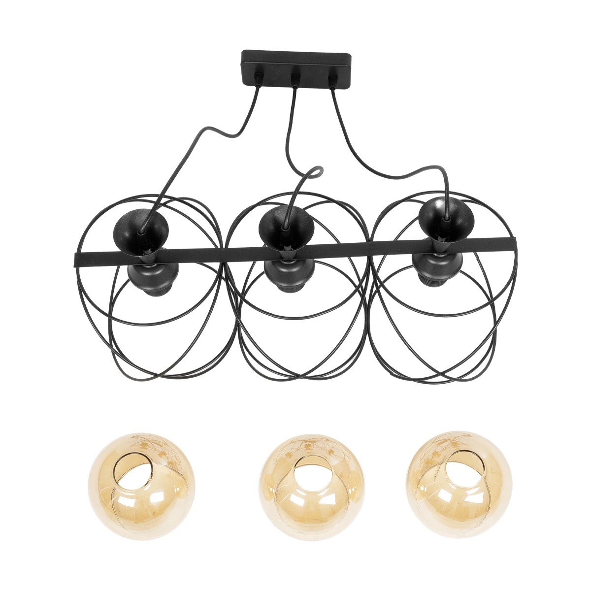 GloboStar® GLINDER 201-0067 Vintage Κρεμαστό Φωτιστικό Ράγα Τρίφωτο 3 x E27 IP20 Μαύρο Μέταλλο - Μ50 x Π15 x Υ68cm - Image 8