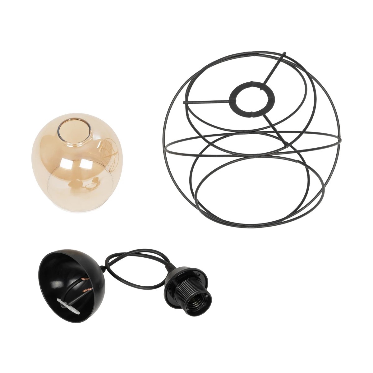 GloboStar® GLINDER 201-0068 Vintage Κρεμαστό Φωτιστικό Οροφής Πλέγμα Μονόφωτο 1 x E27 IP20 Μαύρο Μέταλλο - Μ20 x Π20 x Υ68cm - Image 10