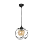 GloboStar® GLINDER 201-0068 Vintage Κρεμαστό Φωτιστικό Οροφής Πλέγμα Μονόφωτο 1 x E27 IP20 Μαύρο Μέταλλο - Μ20 x Π20 x Υ68cm - Image 3