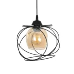 GloboStar® GLINDER 201-0068 Vintage Κρεμαστό Φωτιστικό Οροφής Πλέγμα Μονόφωτο 1 x E27 IP20 Μαύρο Μέταλλο - Μ20 x Π20 x Υ68cm - Image 4