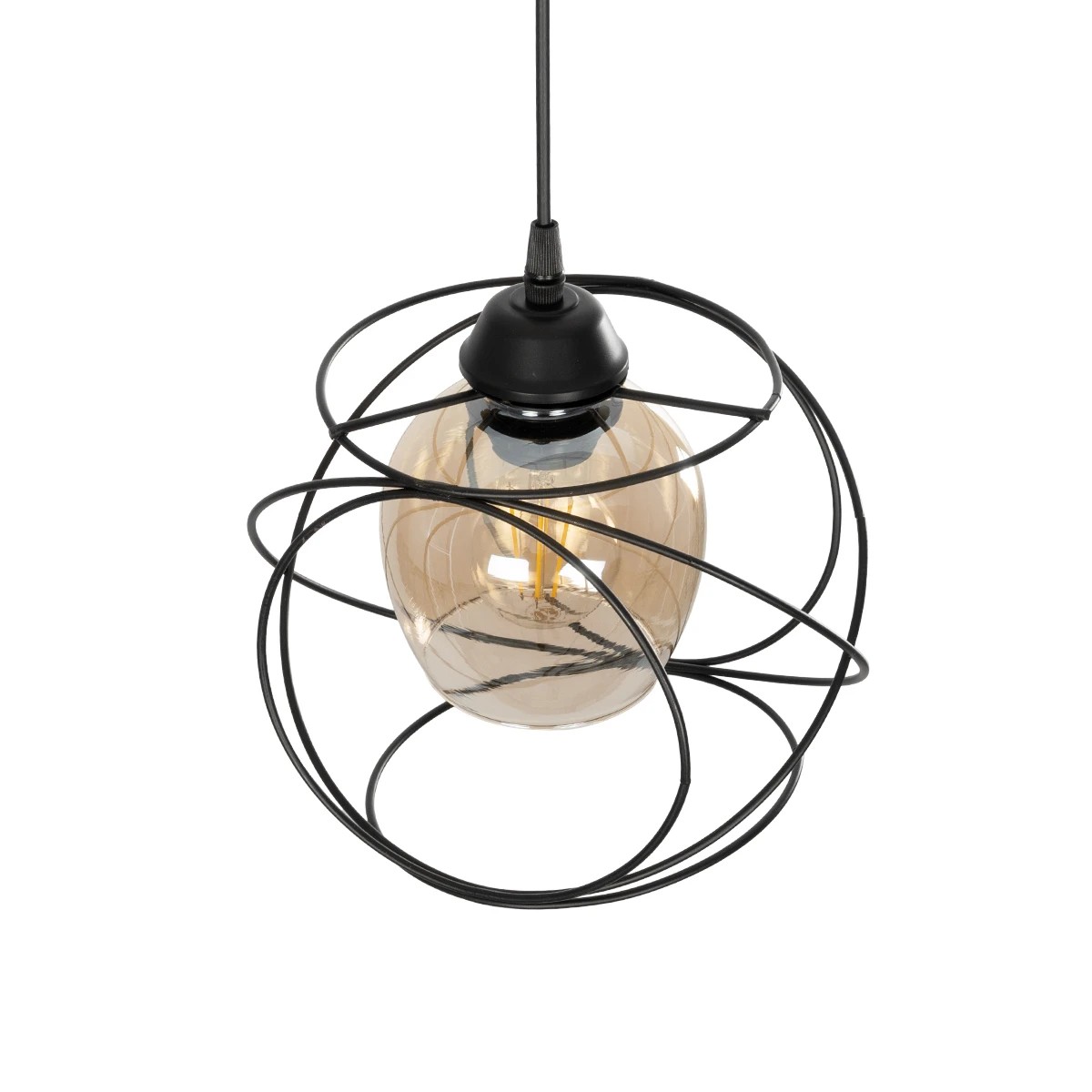 GloboStar® GLINDER 201-0068 Vintage Κρεμαστό Φωτιστικό Οροφής Πλέγμα Μονόφωτο 1 x E27 IP20 Μαύρο Μέταλλο - Μ20 x Π20 x Υ68cm - Image 6