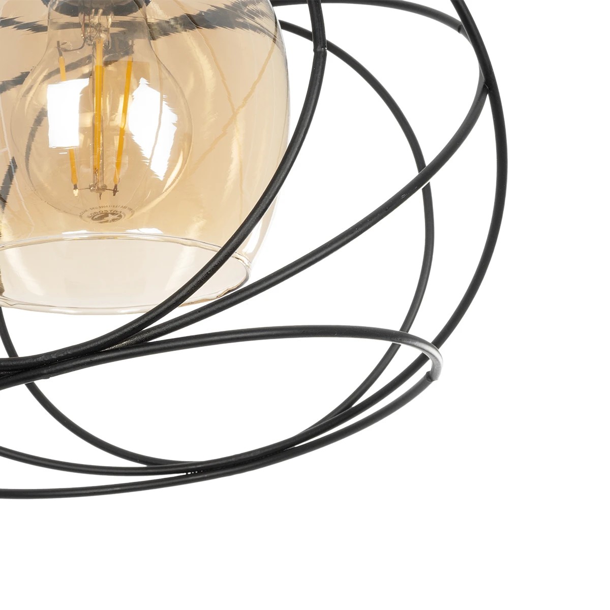 GloboStar® GLINDER 201-0068 Vintage Κρεμαστό Φωτιστικό Οροφής Πλέγμα Μονόφωτο 1 x E27 IP20 Μαύρο Μέταλλο - Μ20 x Π20 x Υ68cm - Image 7